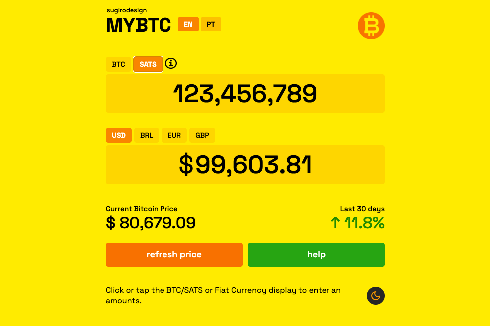 BTC Calculator project screenshot