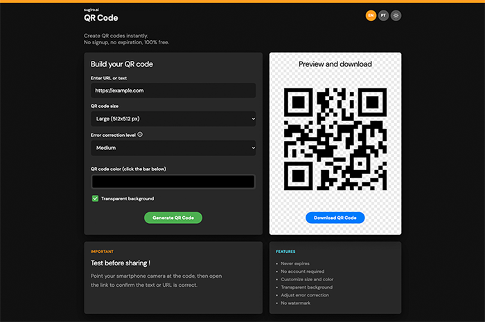 QR Code Generator project screenshot